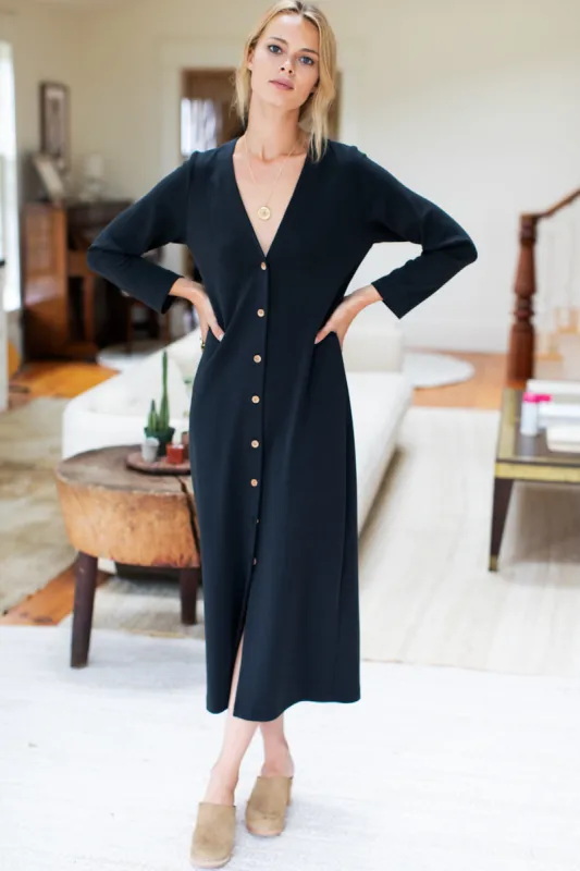 Long V Neck Dress - Black sold by Emerson Fry