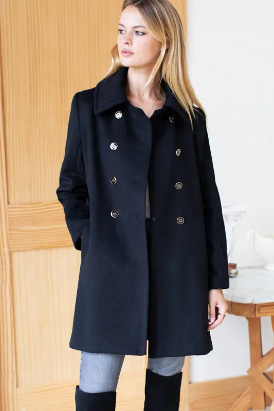Bon Peacoat - Black Wool Cashmere sold by Emerson Fry