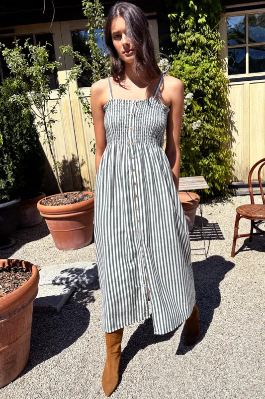 Santiago Sundress - Moss Stripe Organic sold by Emerson Fry