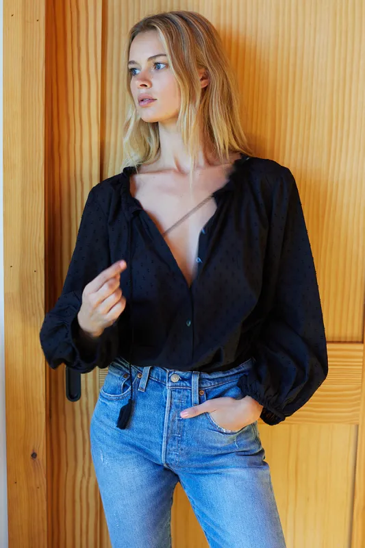 Bardot Top - Black Dots sold by Emerson Fry