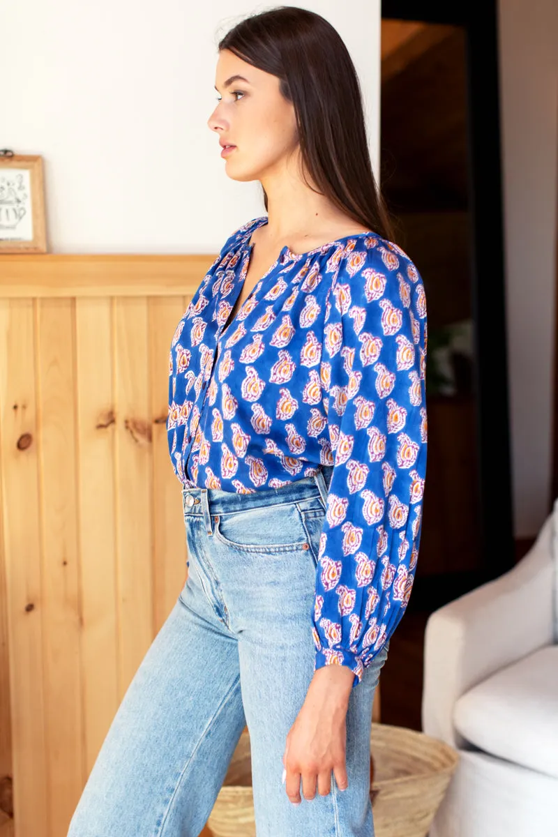 Frances Blouse - Blue Paisley Flowers sold by Emerson Fry product image thumbnail 4