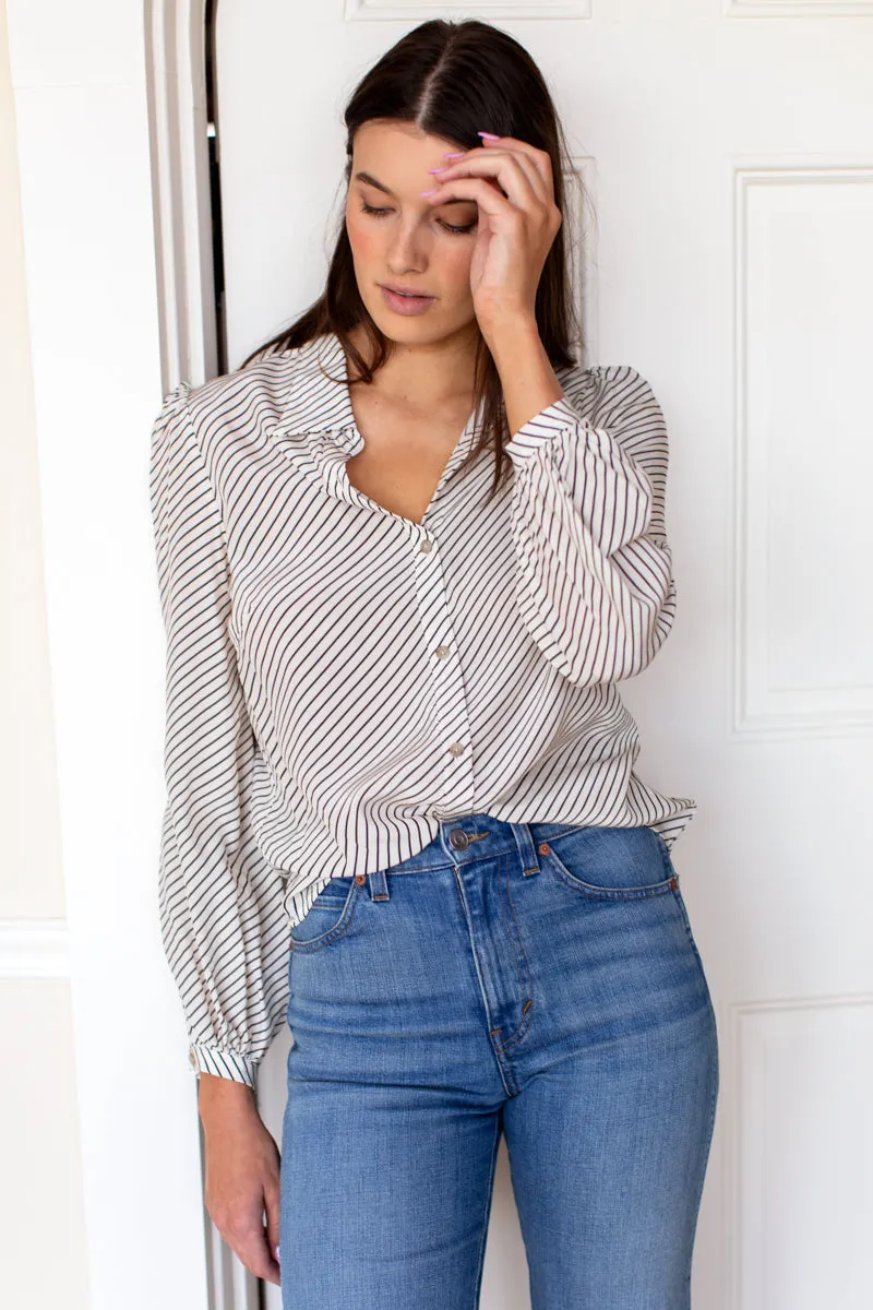 Frankie Blouse - Idun Stripes Pearl + Polar sold by Emerson Fry