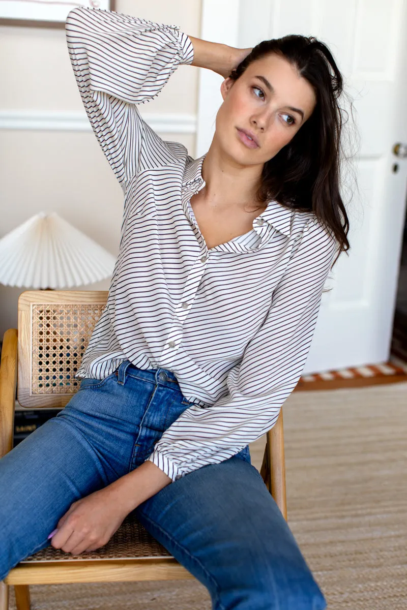 Frankie Blouse - Idun Stripes Pearl + Polar sold by Emerson Fry product image thumbnail 2