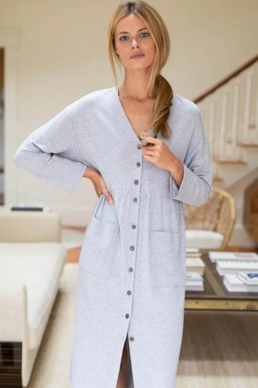 Knit Midi Shirtdress - Heather Grey Organic sold by Emerson Fry