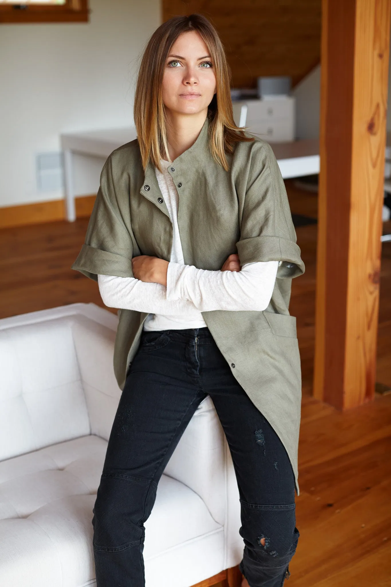 All Season Topper - Army Linen sold by Emerson Fry