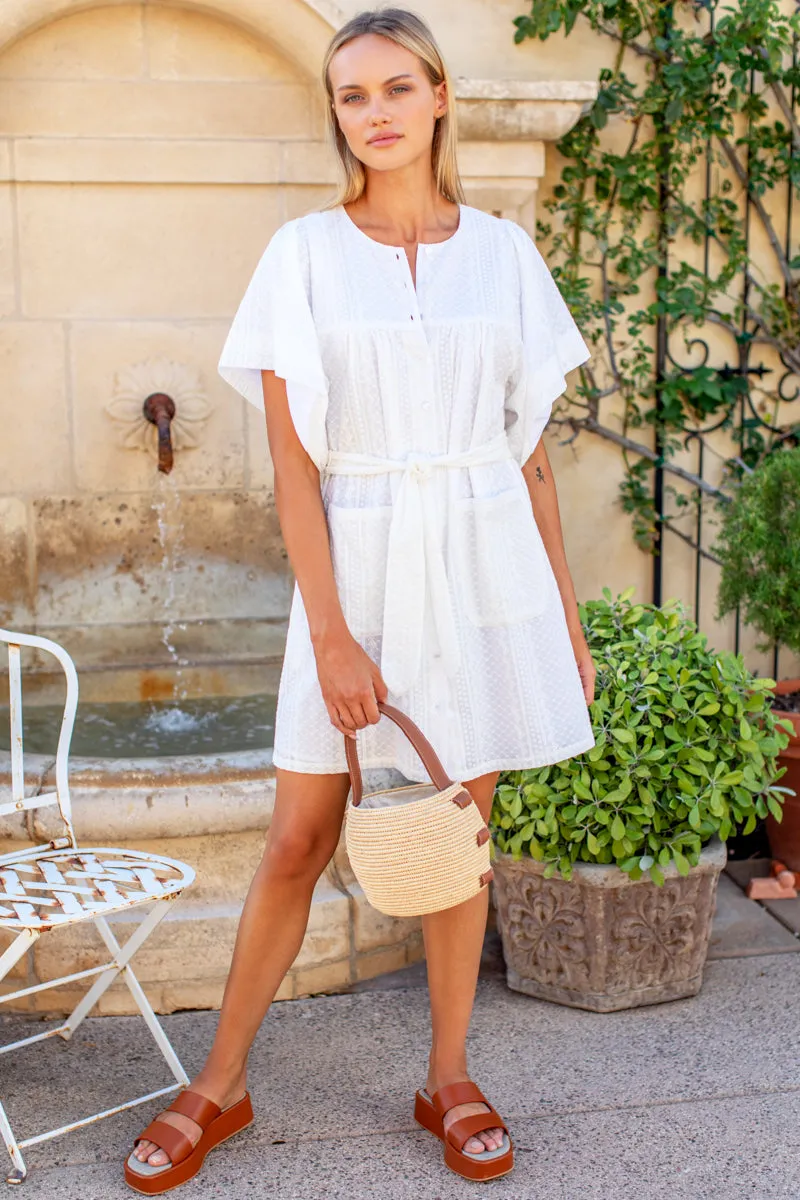 Marion Button Dress - White Embroidered sold by Emerson Fry product image thumbnail 3