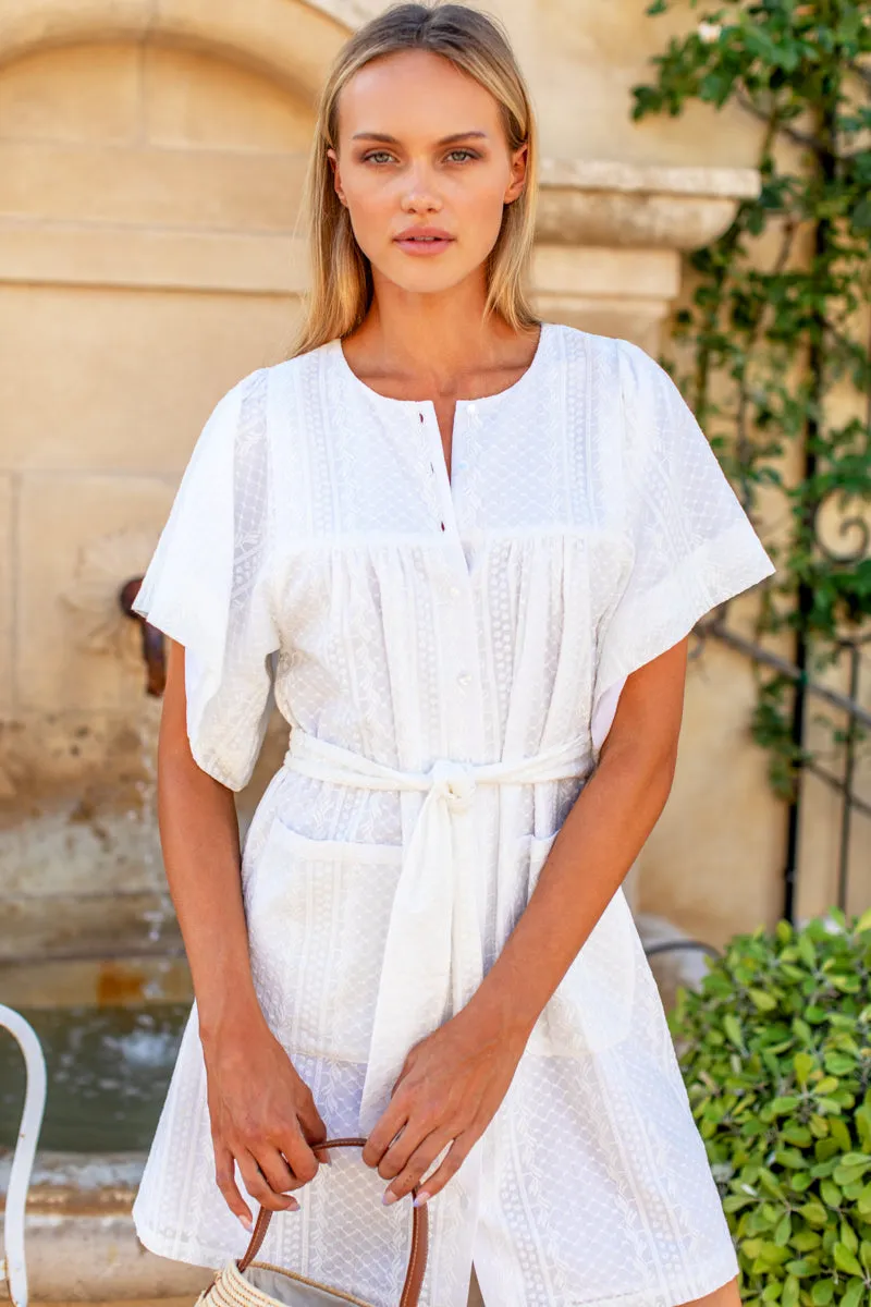 Marion Button Dress - White Embroidered sold by Emerson Fry product image thumbnail 5