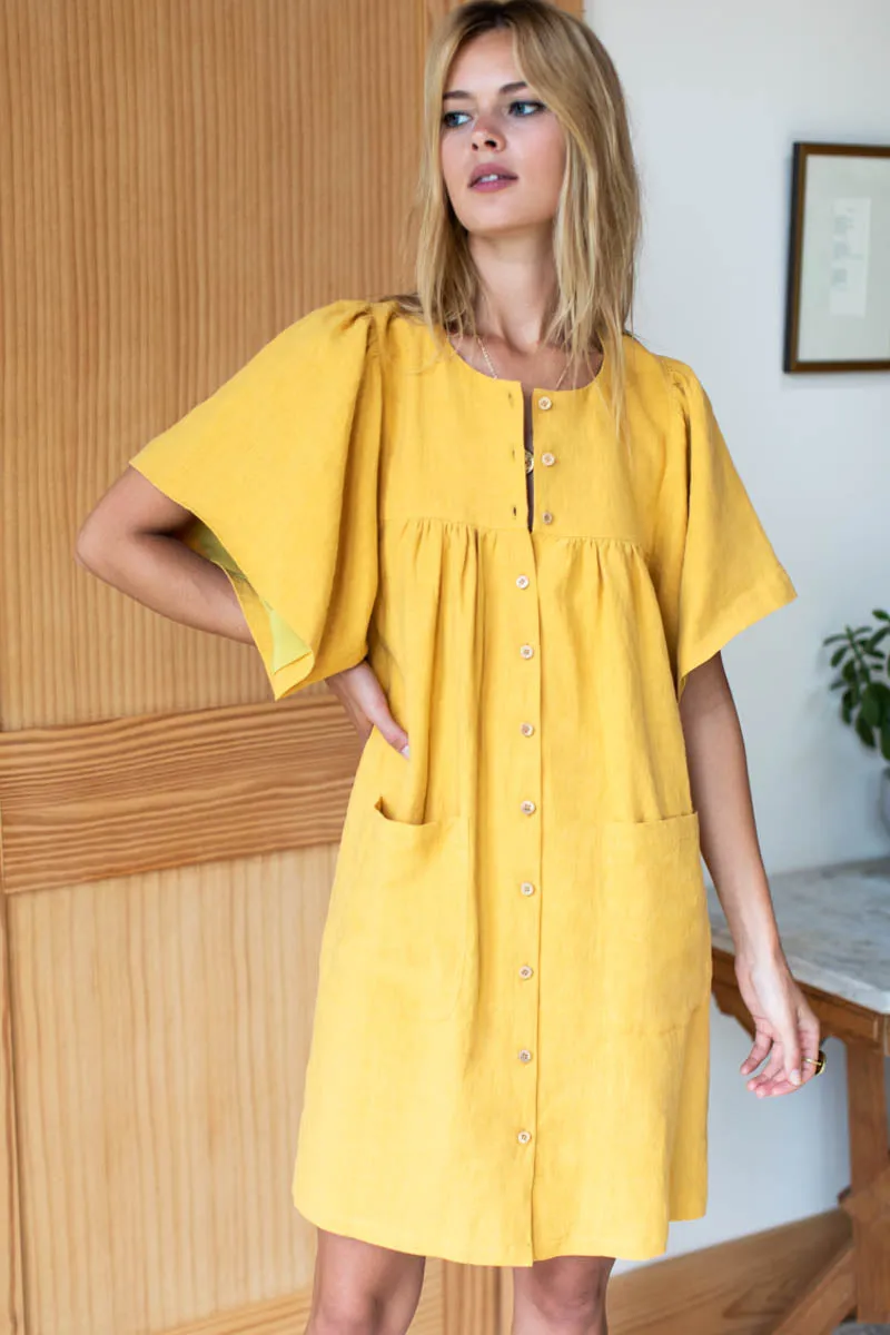 Marion Button Dress - Honey Linen sold by Emerson Fry product image thumbnail 3