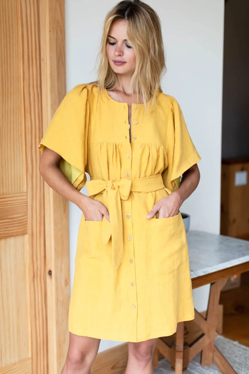 Marion Button Dress - Honey Linen sold by Emerson Fry product image thumbnail 2