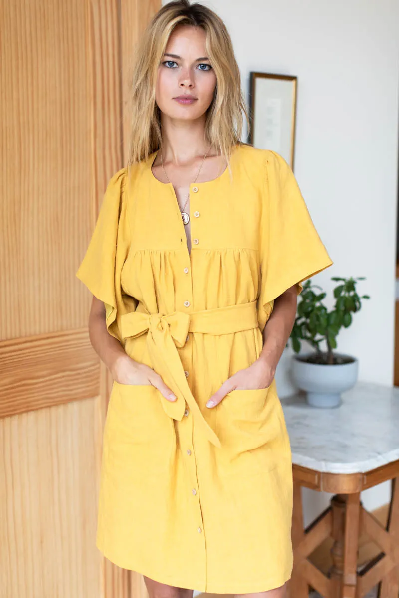 Marion Button Dress - Honey Linen sold by Emerson Fry product image thumbnail 4