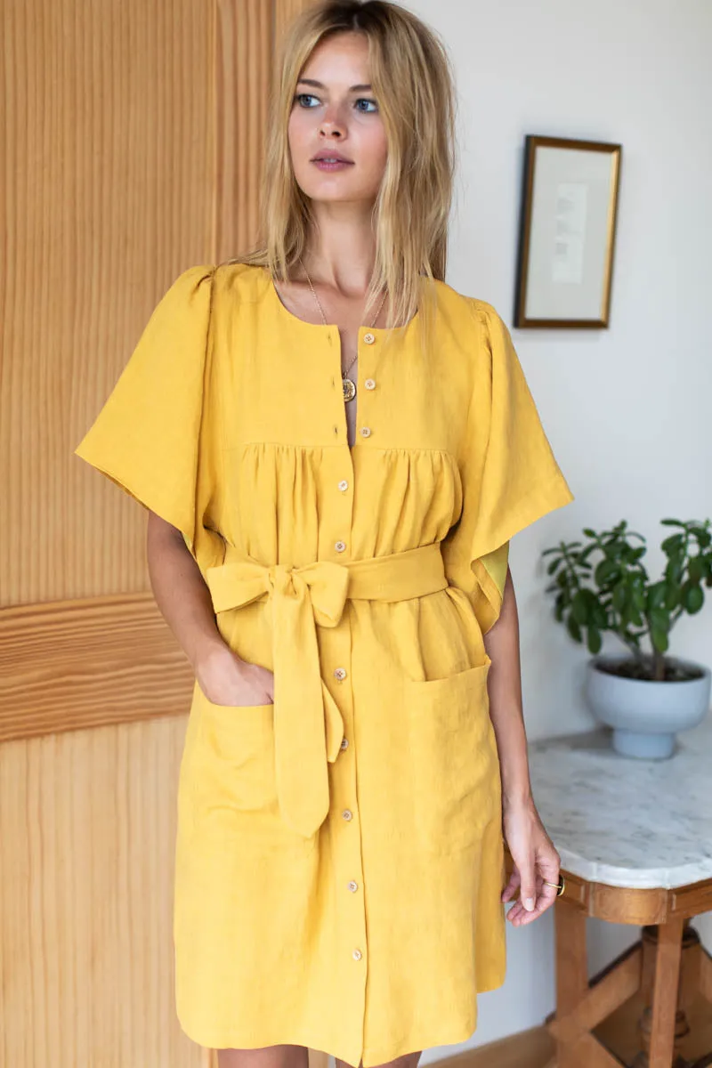 Marion Button Dress - Honey Linen sold by Emerson Fry product image thumbnail 5