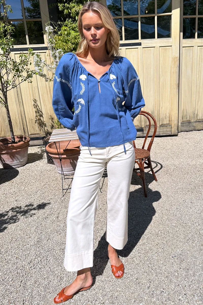 Lucy Dove Embroidery Blouse - Riviera Flax sold by Emerson Fry product image thumbnail 5