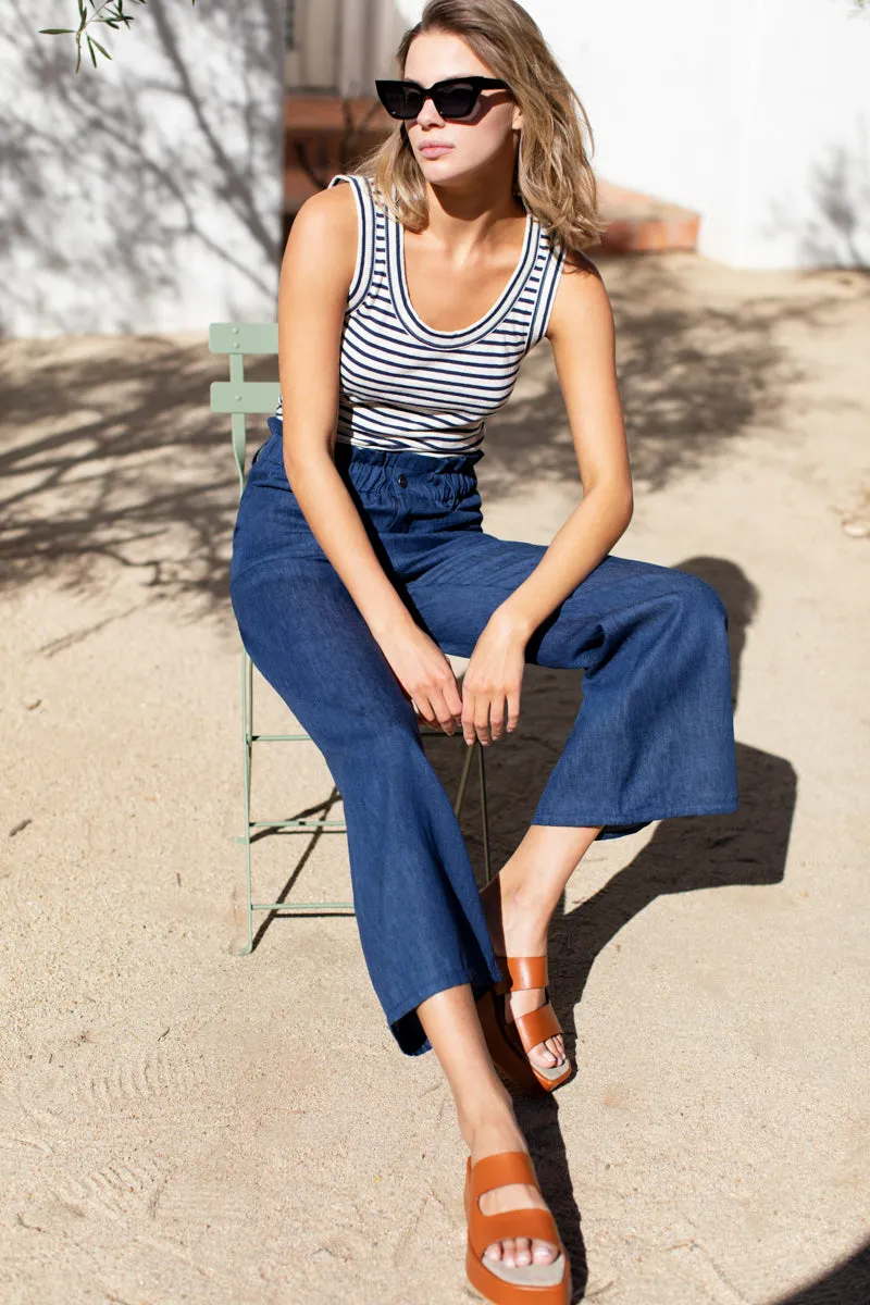 Zip Front Tulip Crop Flare 2 - Indigo sold by Emerson Fry product image thumbnail 3