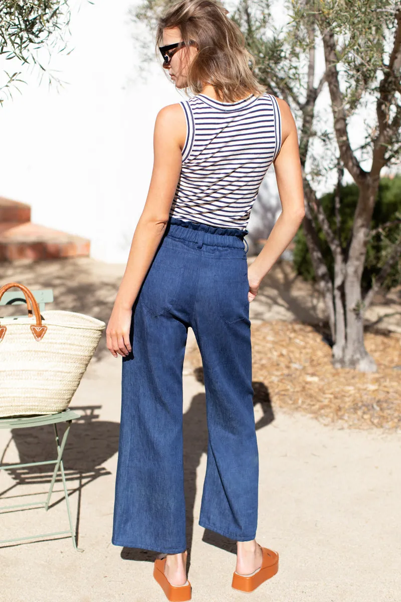 Zip Front Tulip Crop Flare 2 - Indigo sold by Emerson Fry product image thumbnail 2