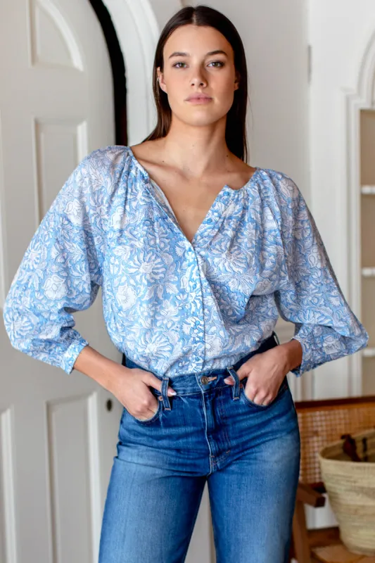Frances Blouse - Arbor Blissful Blue Organic sold by Emerson Fry