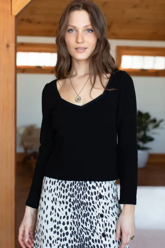 Nadja Knit Ballet Top - Black Hemp Cotton Rib Organic sold by Emerson Fry