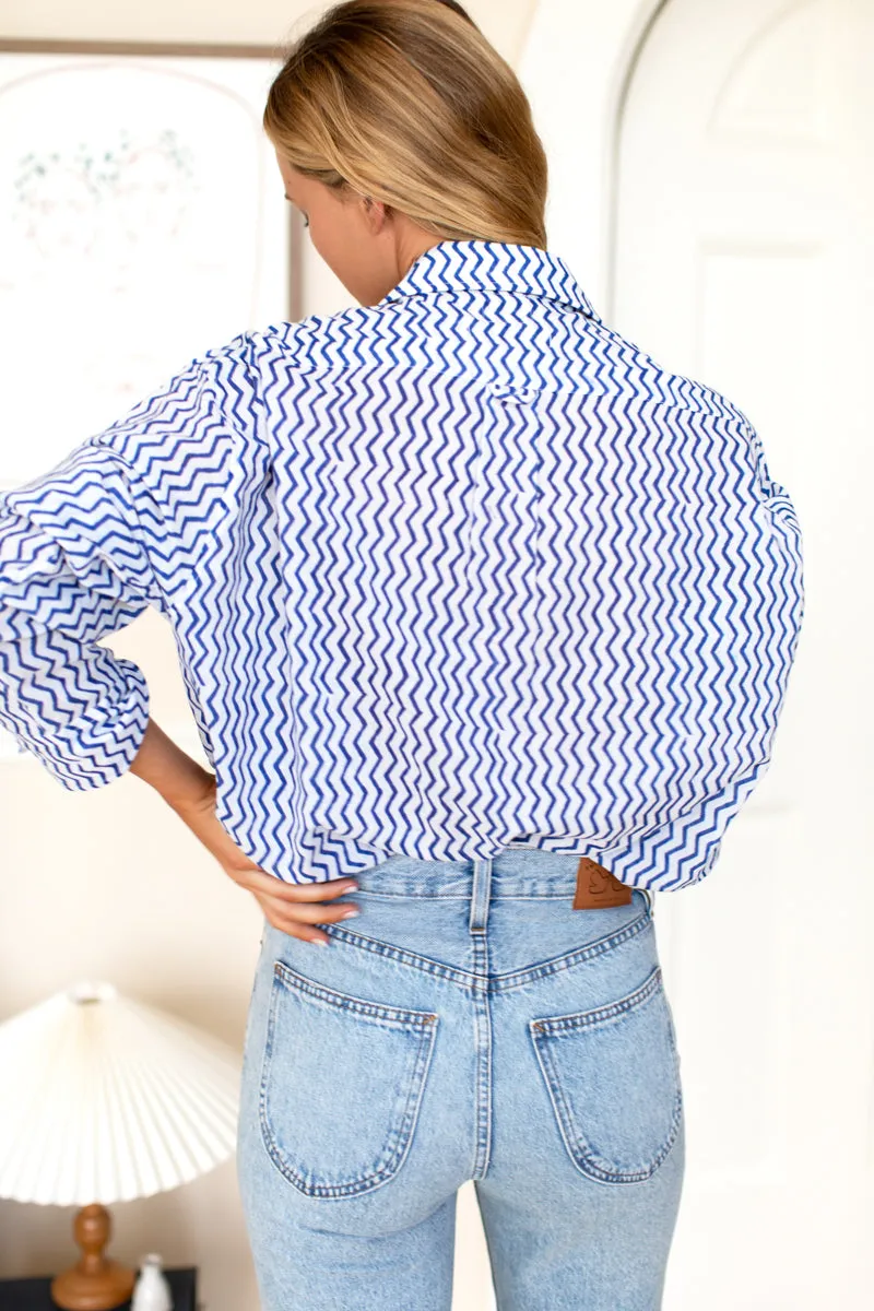 Ryan Shirt - Zigzag Indigo Organic sold by Emerson Fry product image thumbnail 4
