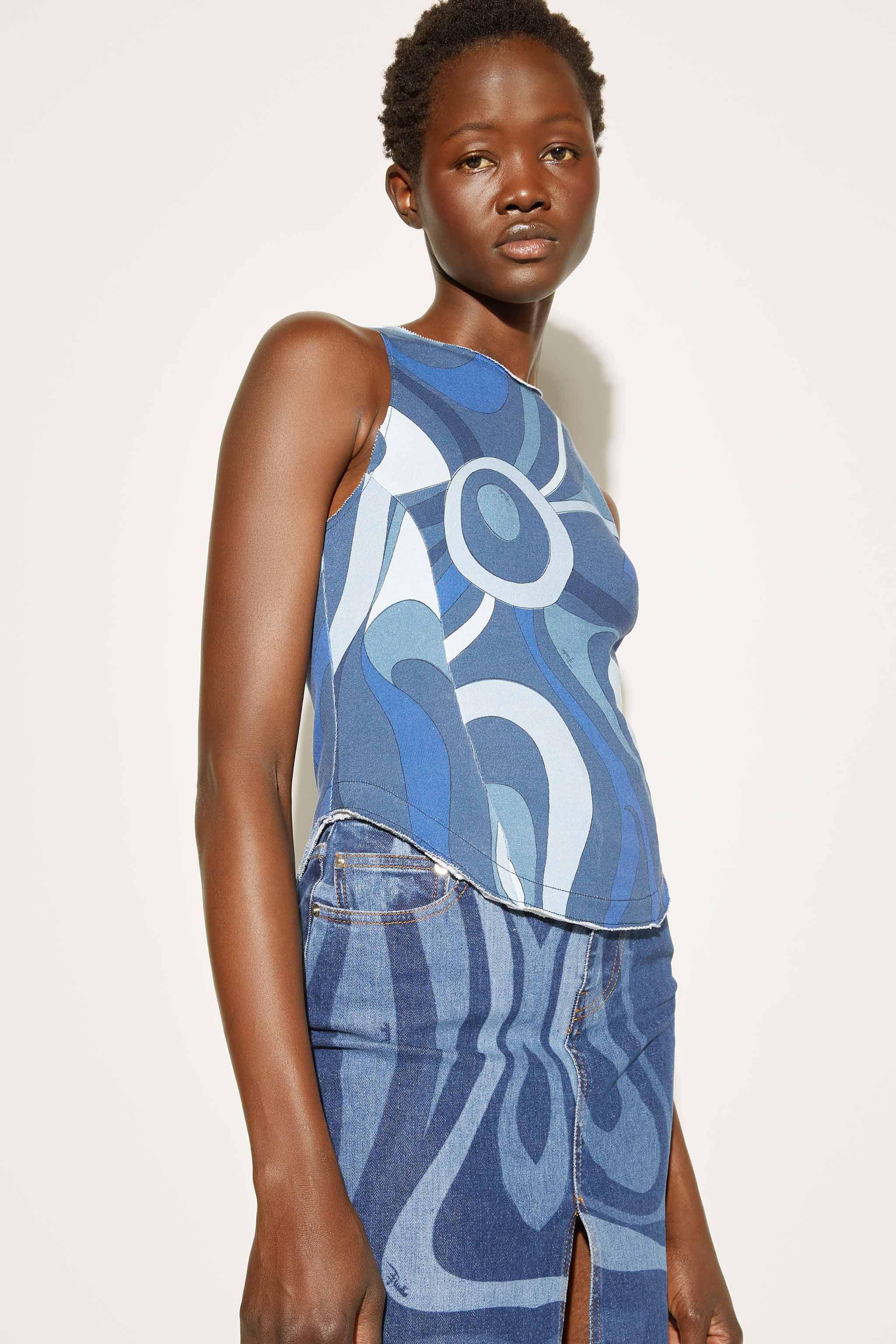 Top in denim con stampa Marmo sold by Emilio Pucci product image thumbnail 5