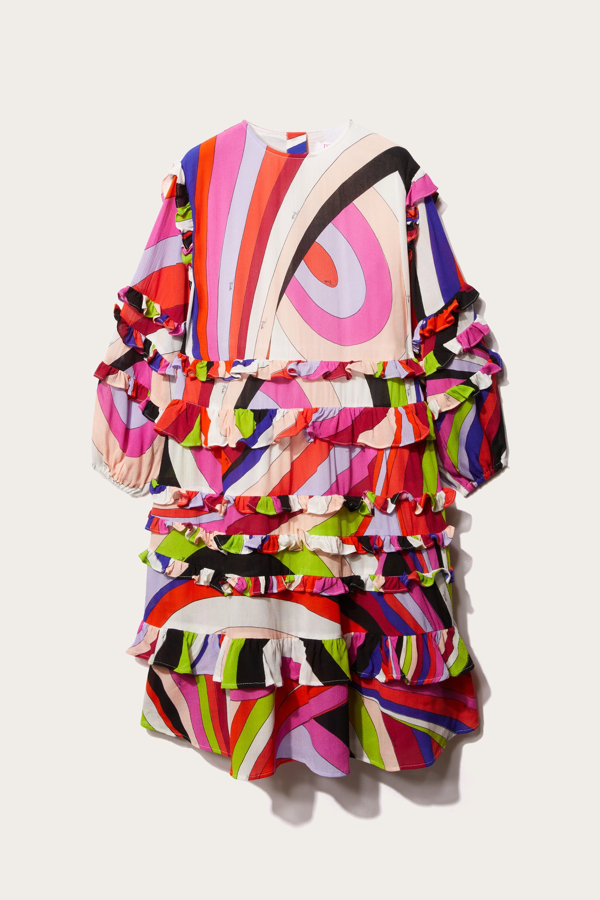 Iride-Print Ruffled Dress sold by Emilio Pucci