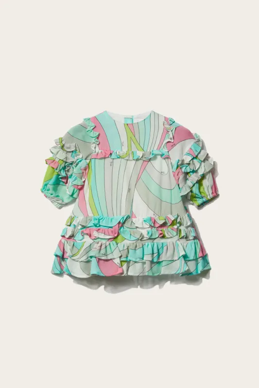 Iride-Print Ruffled Dress made by Emilio Pucci