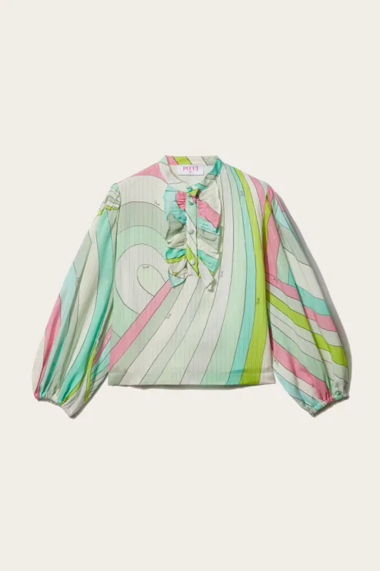 Iride-Print Ruffled Top sold by Emilio Pucci