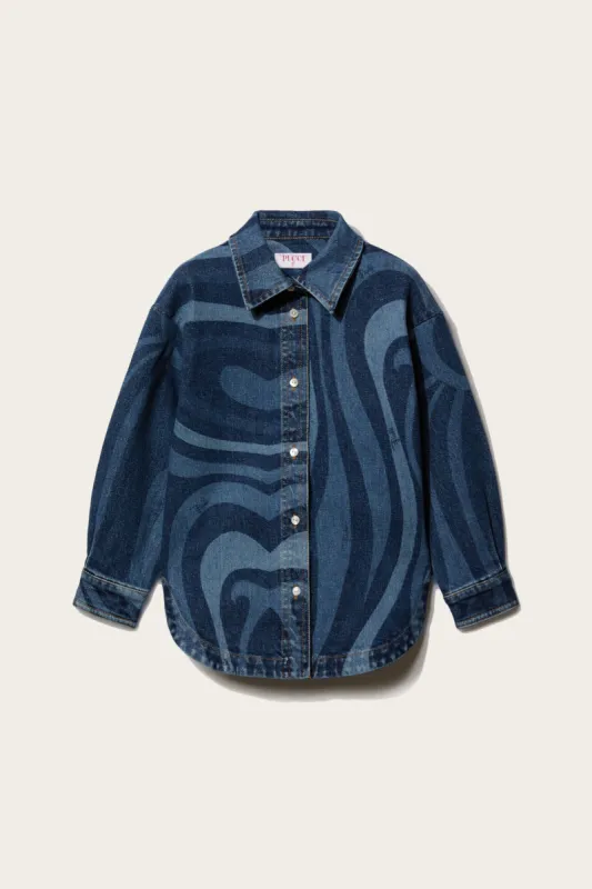 Marmo-Print Denim Shirt sold by Emilio Pucci