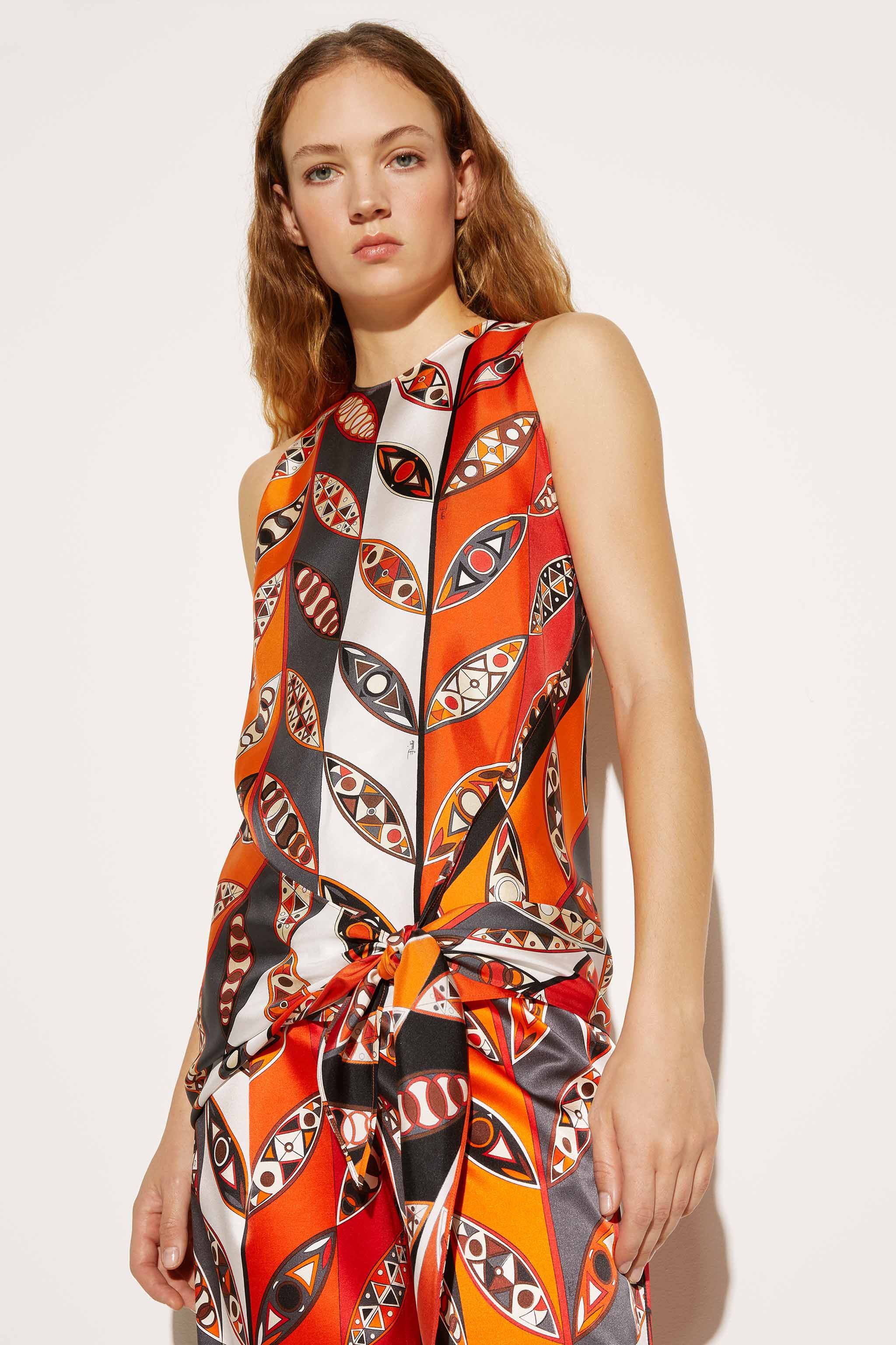 Top in seta con stampa Girandole e drappeggio sold by Emilio Pucci product image thumbnail 5