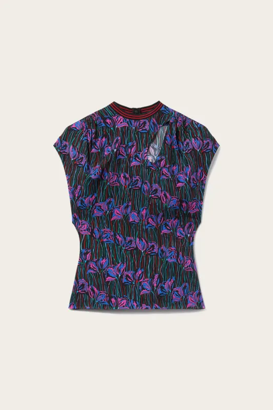 Top con stampa Fior di Loto e cut-out sold by Emilio Pucci