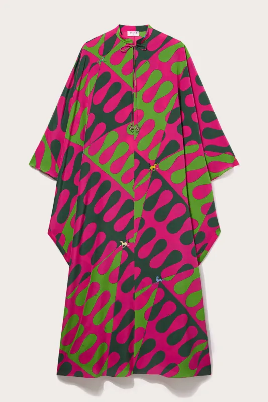 Abito kaftano in seta con stampa Leocorno made by Emilio Pucci