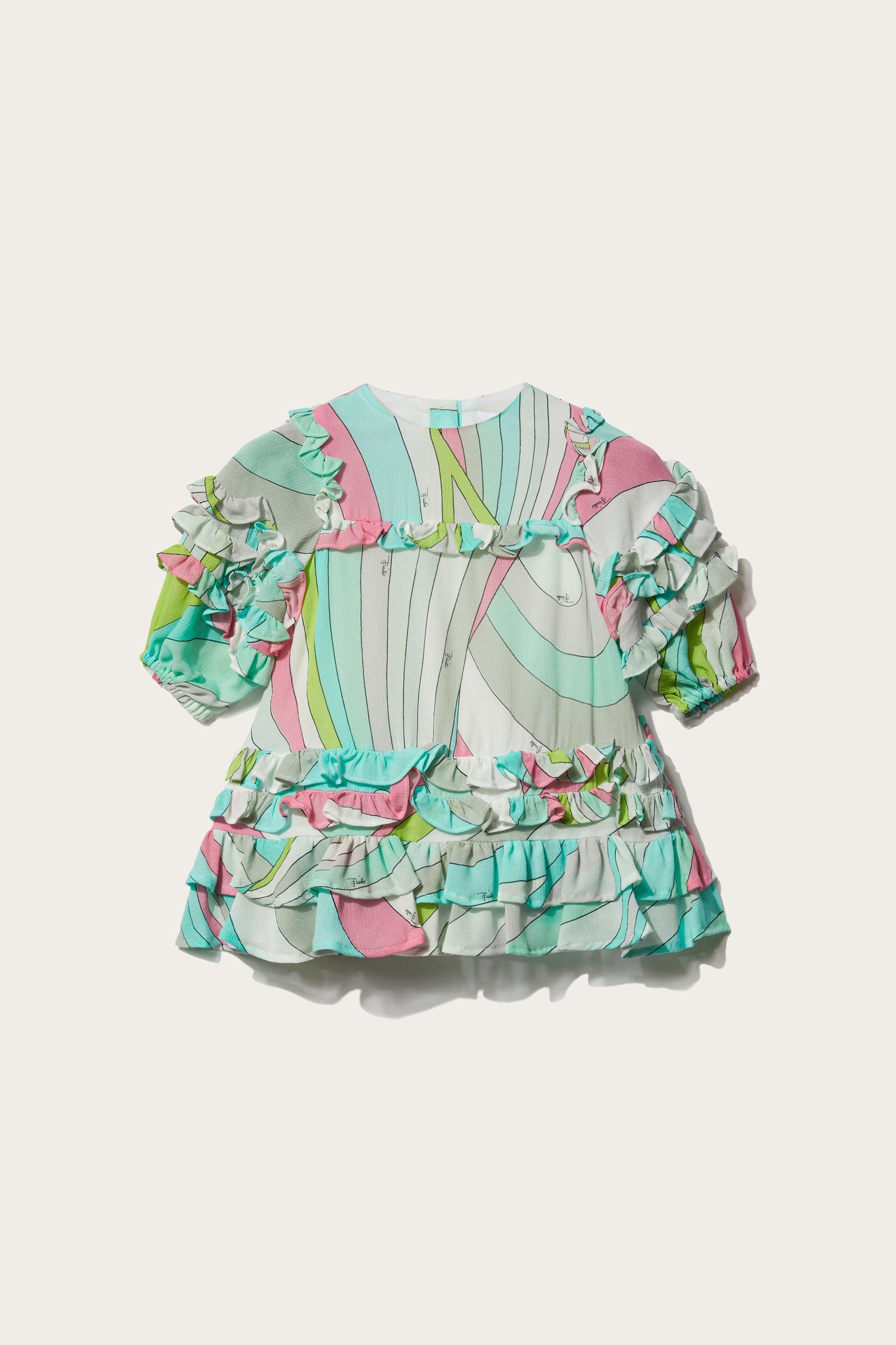 Iride-Print Ruffled Dress sold by Emilio Pucci