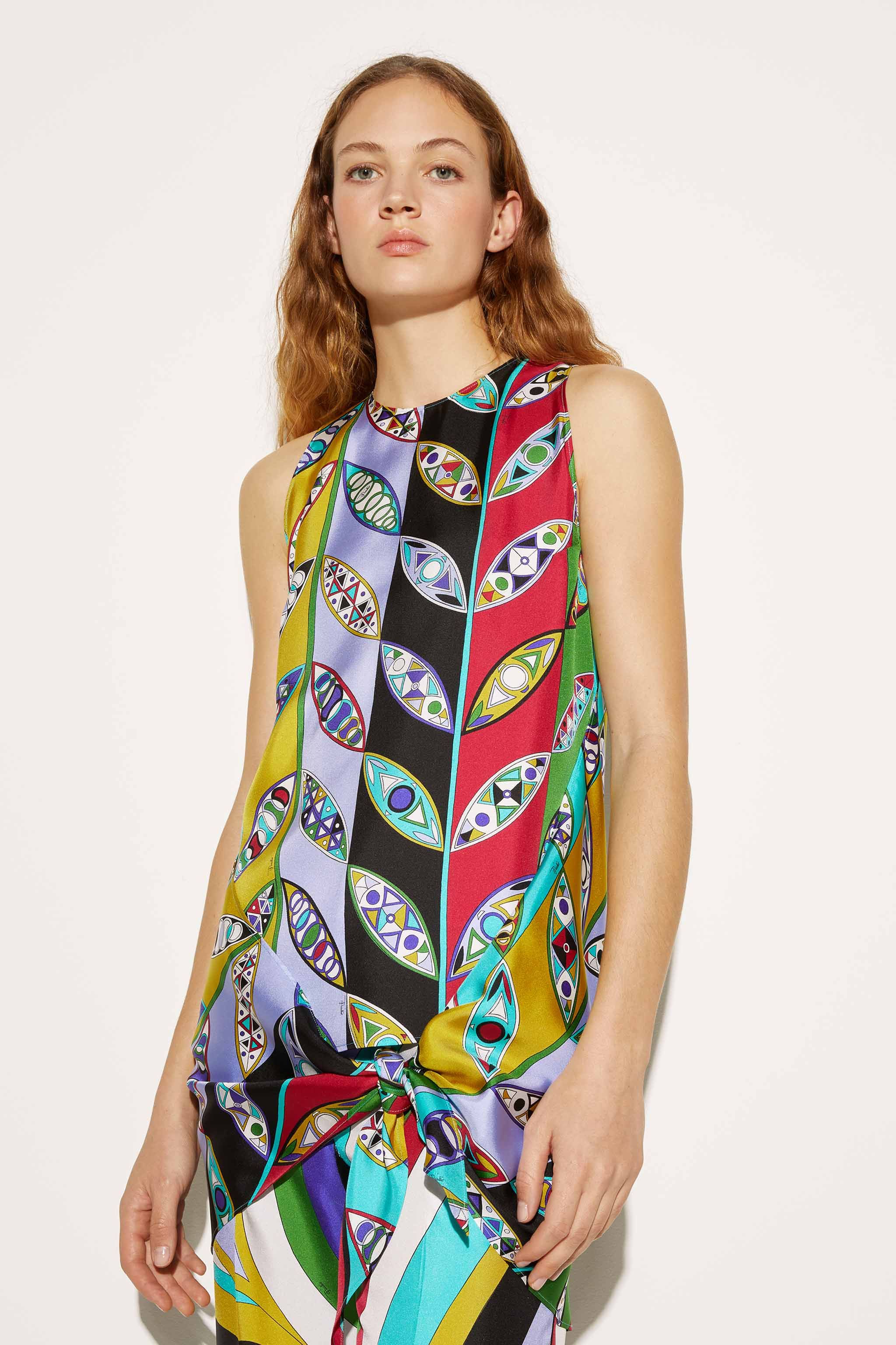 Top in seta con stampa Girandole e drappeggio sold by Emilio Pucci product image thumbnail 5