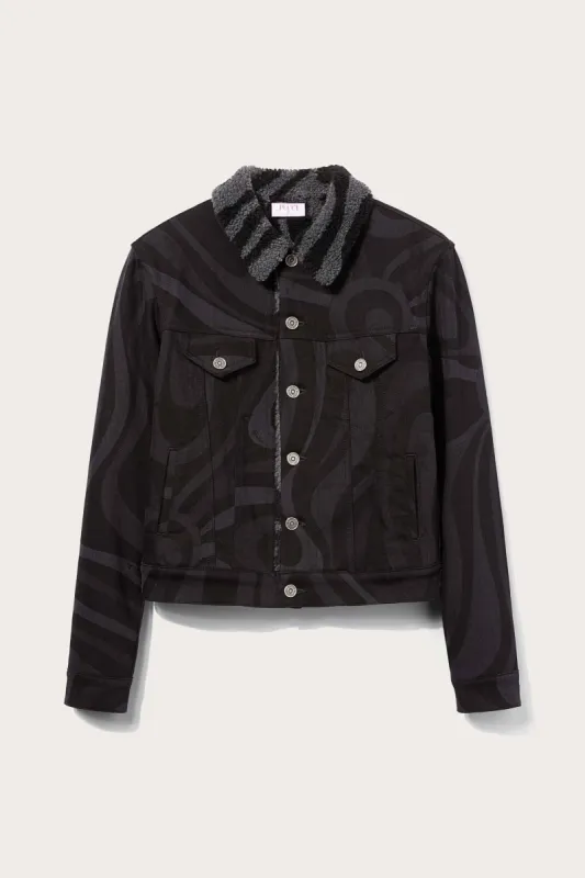 Giacca in denim con stampa Marmo sold by Emilio Pucci