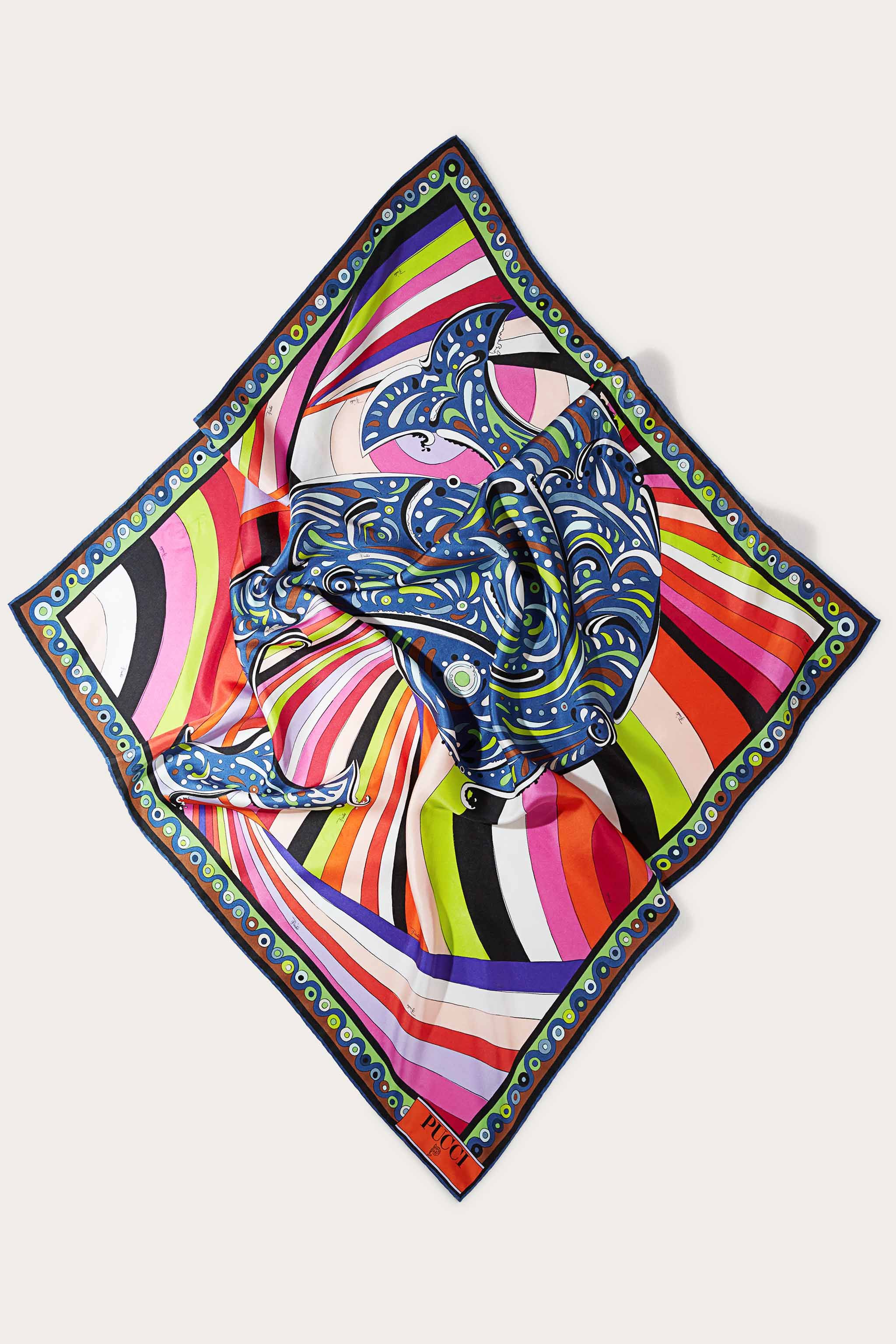 Carré grande in seta con stampe Iride e Acquario sold by Emilio Pucci