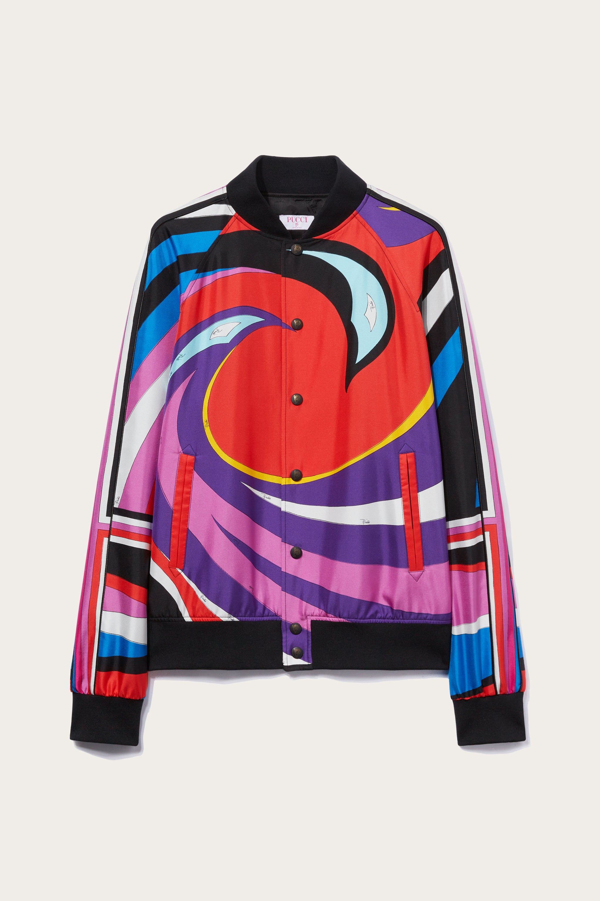Bomber in seta con stampa Cigni sold by Emilio Pucci