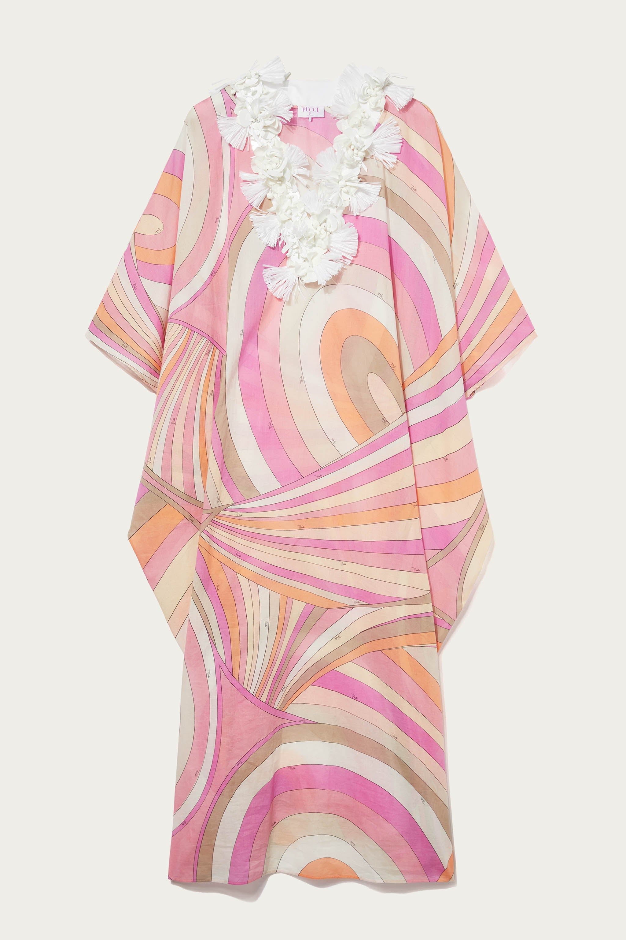 Abito kaftano con stampa Iride e decorazione sold by Emilio Pucci
