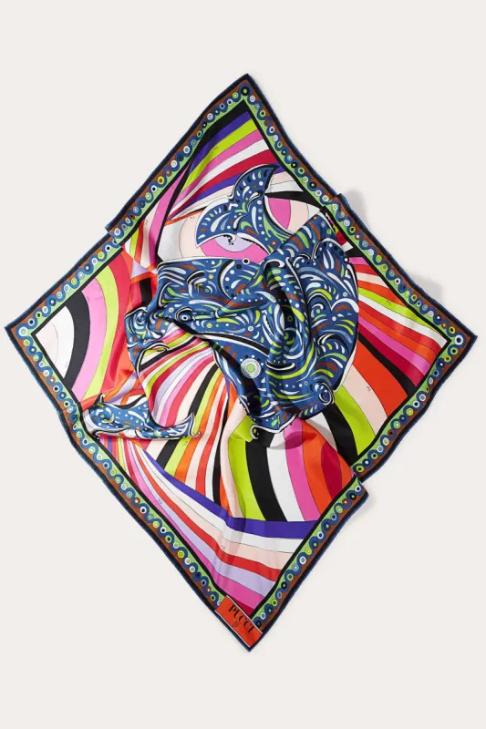 Carré grande in seta con stampe Iride e Acquario sold by Emilio Pucci