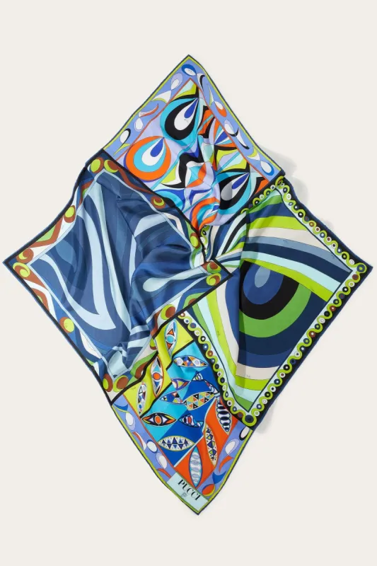 Carré grande in seta con stampe patchwork sold by Emilio Pucci