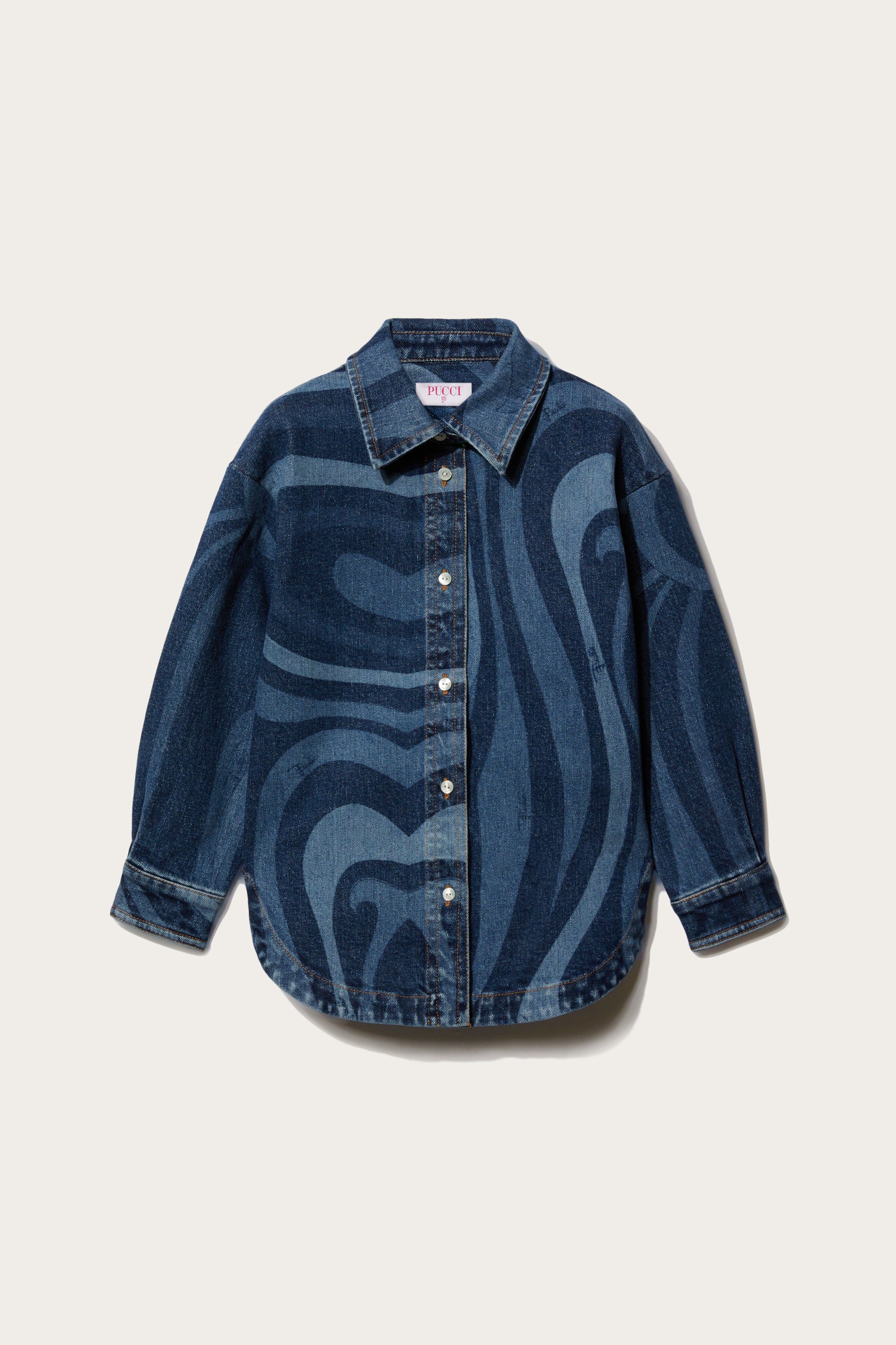 Marmo-Print Denim Shirt sold by Emilio Pucci