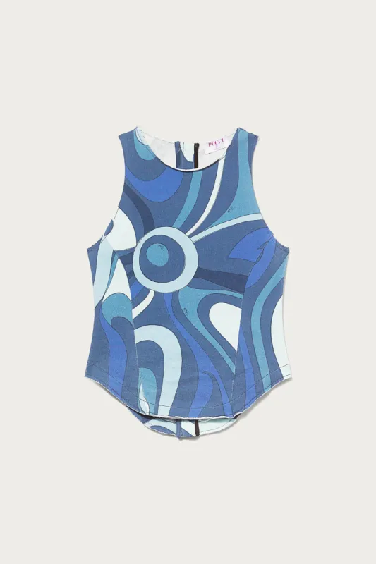 Top in denim con stampa Marmo sold by Emilio Pucci