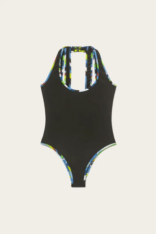 Costume con finiture Iride e cut-out sold by Emilio Pucci