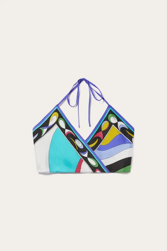 Crop top in seta con stampa Pesci sold by Emilio Pucci