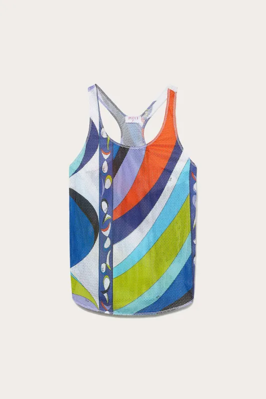 Canotta in mesh con stampa Pesci sold by Emilio Pucci