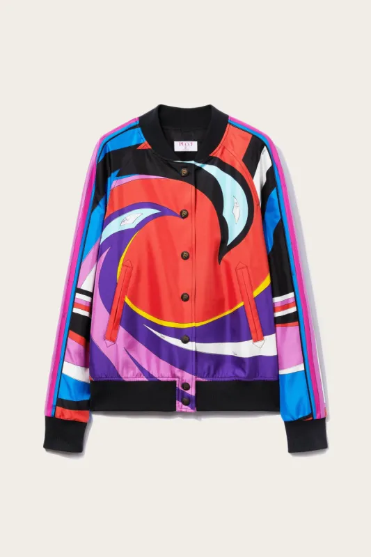 Bomber in seta con stampa Cigni made by Emilio Pucci