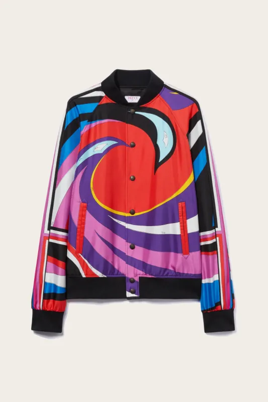Bomber in seta con stampa Cigni made by Emilio Pucci