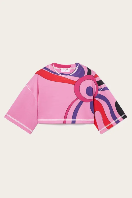 T-shirt cropped con stampa Marmo sold by Emilio Pucci
