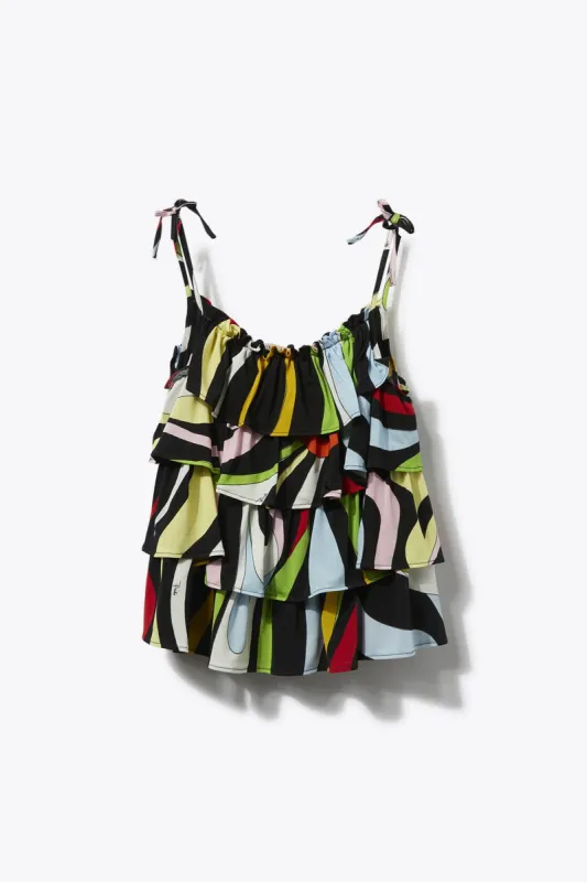 Marmo-Print Ruffled Top sold by Emilio Pucci
