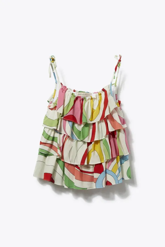 Marmo-Print Ruffled Top sold by Emilio Pucci
