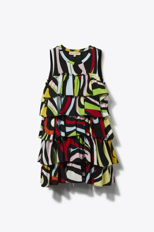 Marmo-Print Ruffled Dress made by Emilio Pucci