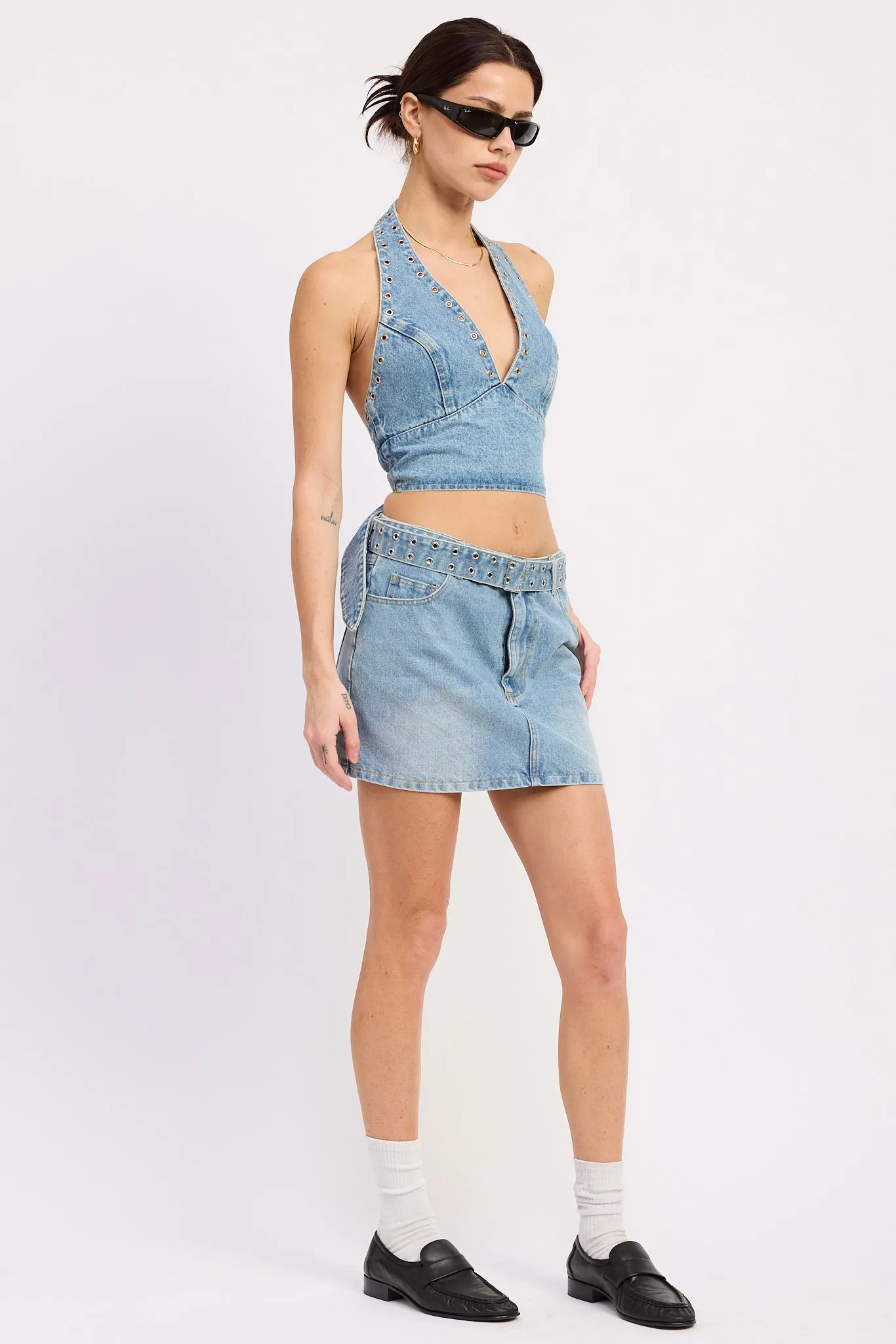 Leah Denim Halter Top sold by emory park product image thumbnail 2