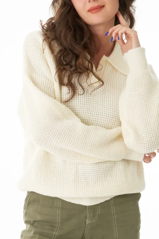 Baylin Knit Collared Sweater sold by En Creme